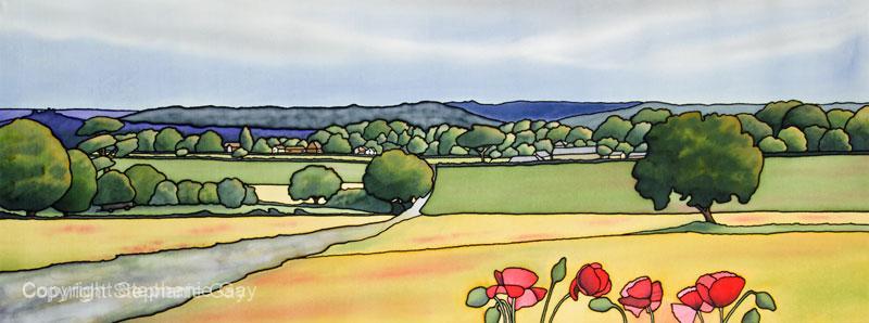 View from Long Lane, Cookham Dean with Poppies