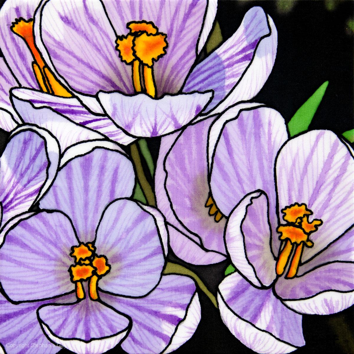 Crocuses Silk Painting