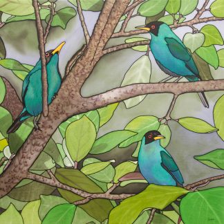 Honeycreepers Silk Painting