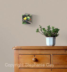 Tiny Toucan Silk Painting in a Room Setting