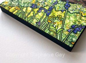Bluebells Awaken Silk Painting Showing Frame