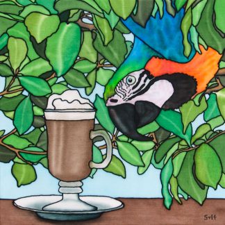Mocaw - Macaw and Mocha Silk Painting