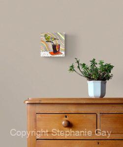 Negreeni - Greenfinch and Negroni Silk Painting in a Room Setting