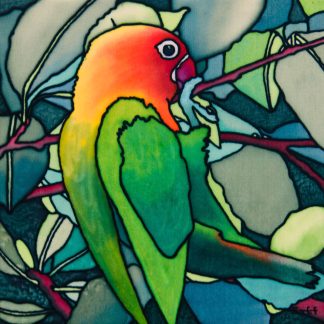 Fischers Lovebird Silk Painting