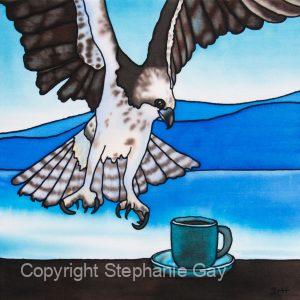 Ospreyso - Osprey and Espresso Silk Painting