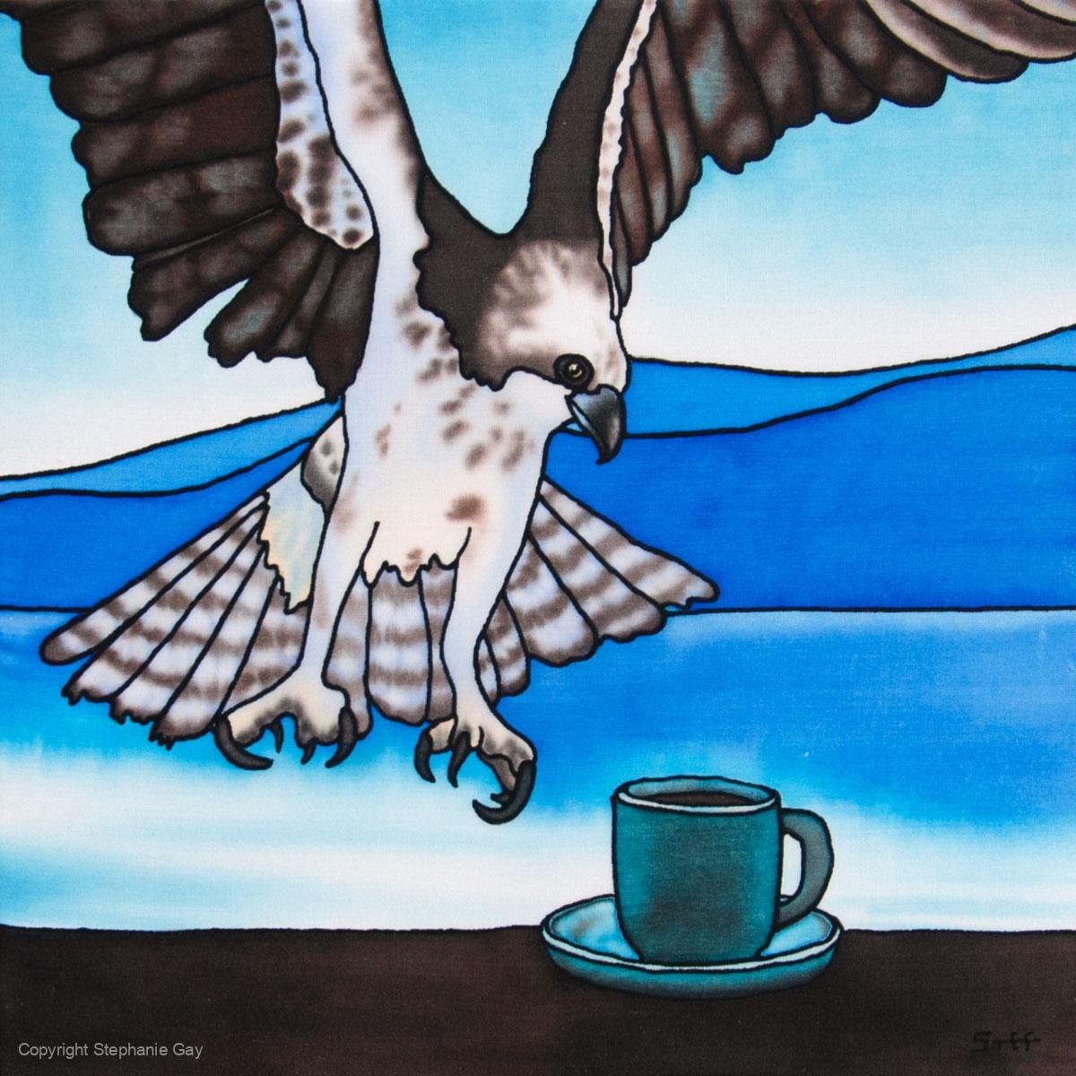 Ospreyso - Osprey and Espresso Silk Painting