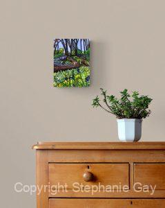 Bluebells Awaken Silk Painting in a Room Setting
