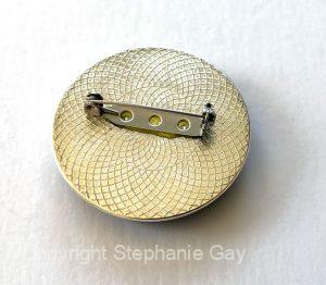 Monarch Wing Silk Brooch showing back