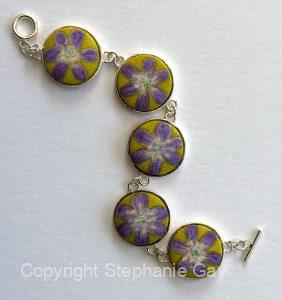 Yellow & Purple Flower Silk Bracelet