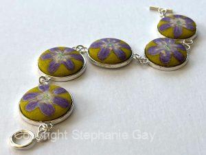 Yellow & Purple Flower Silk Bracelet 2