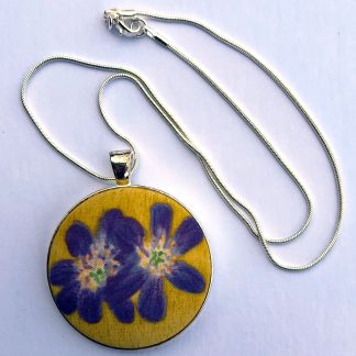 Yellow & Purple Flower Silk Pendant Necklace