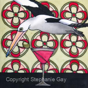 Cosmopelican 2 - Cosmopolitan & Pelican Silk Painting