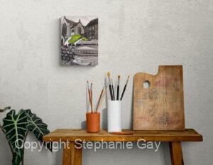 The Postman Silk Painting in a Room Setting