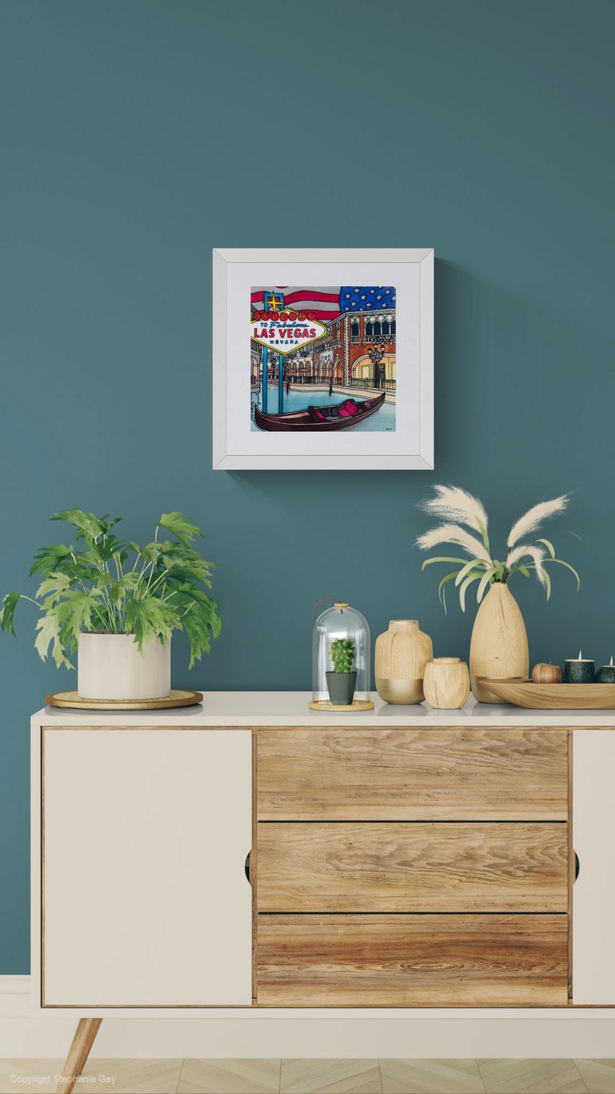 Viva Las Vegas Signed Giclee Print Framed in a Room Setting