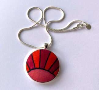 Pink & Orange Sunburst Silk Pendant Necklace