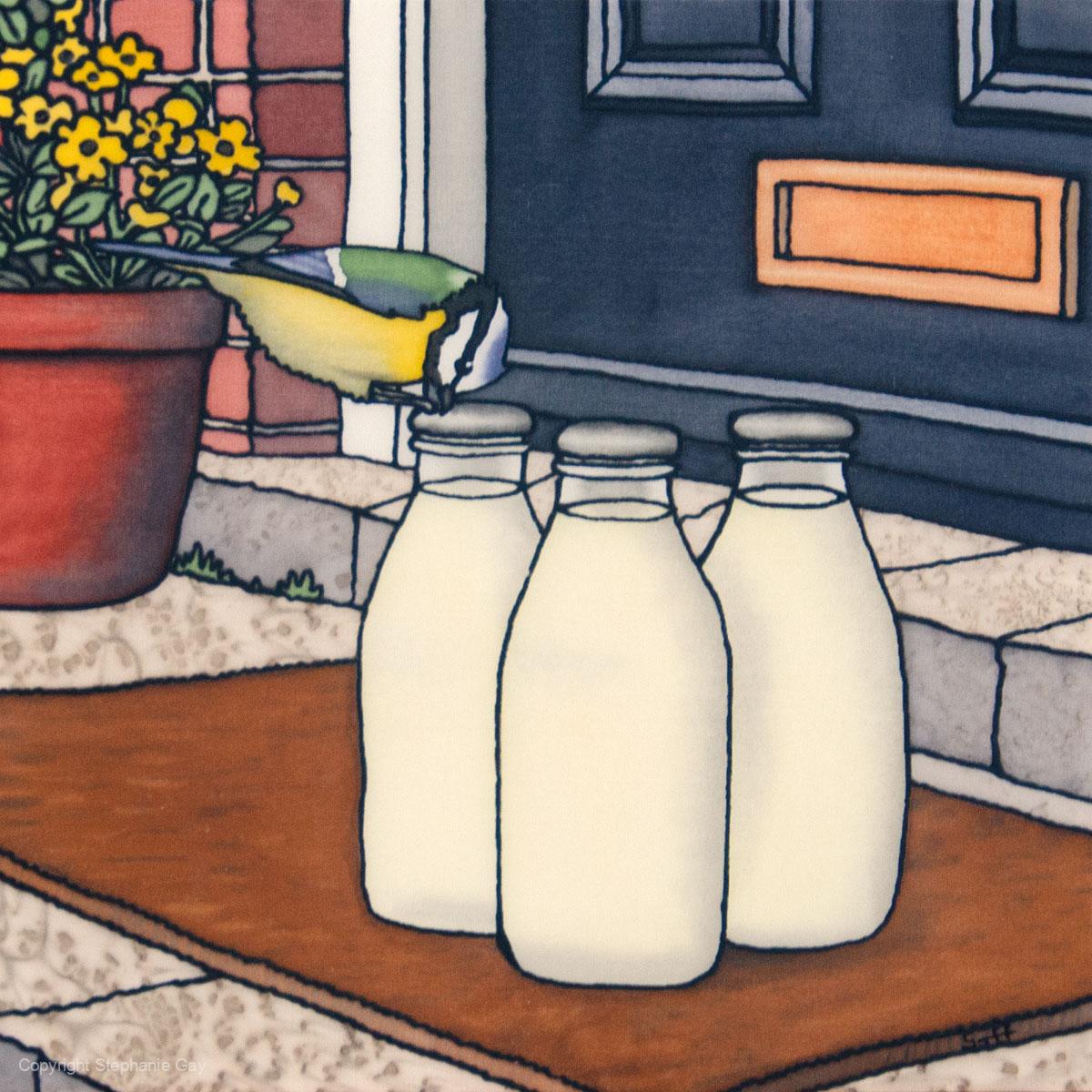 The Milkman - Blue Tit & Milk Bottles