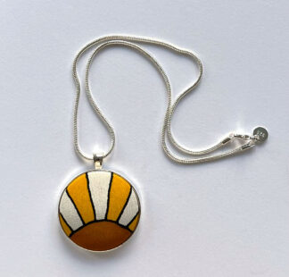 Yellow Sunburst Silk Pendant Necklace