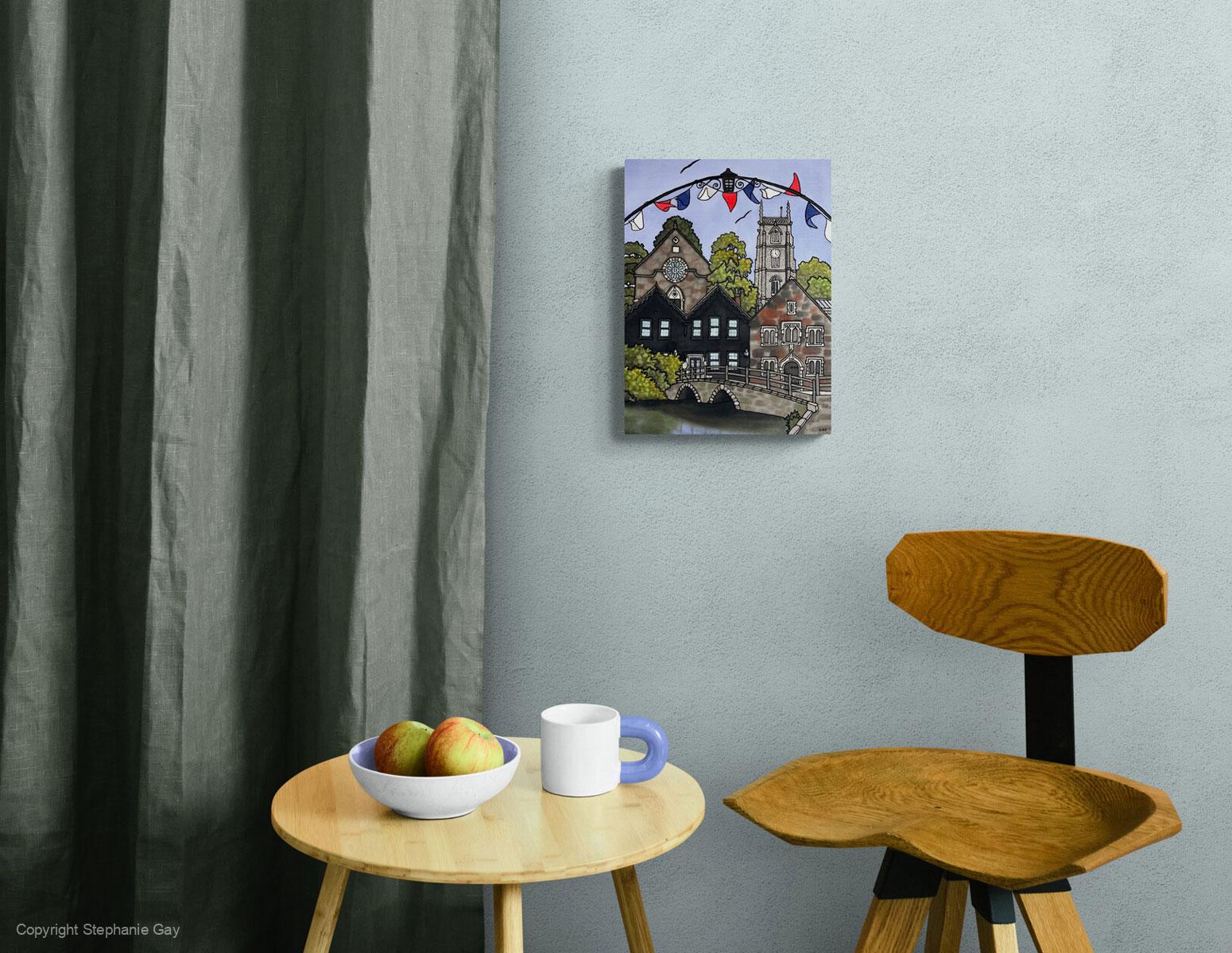 A Chew Magna Celebration Silk Painting in a Room Setting