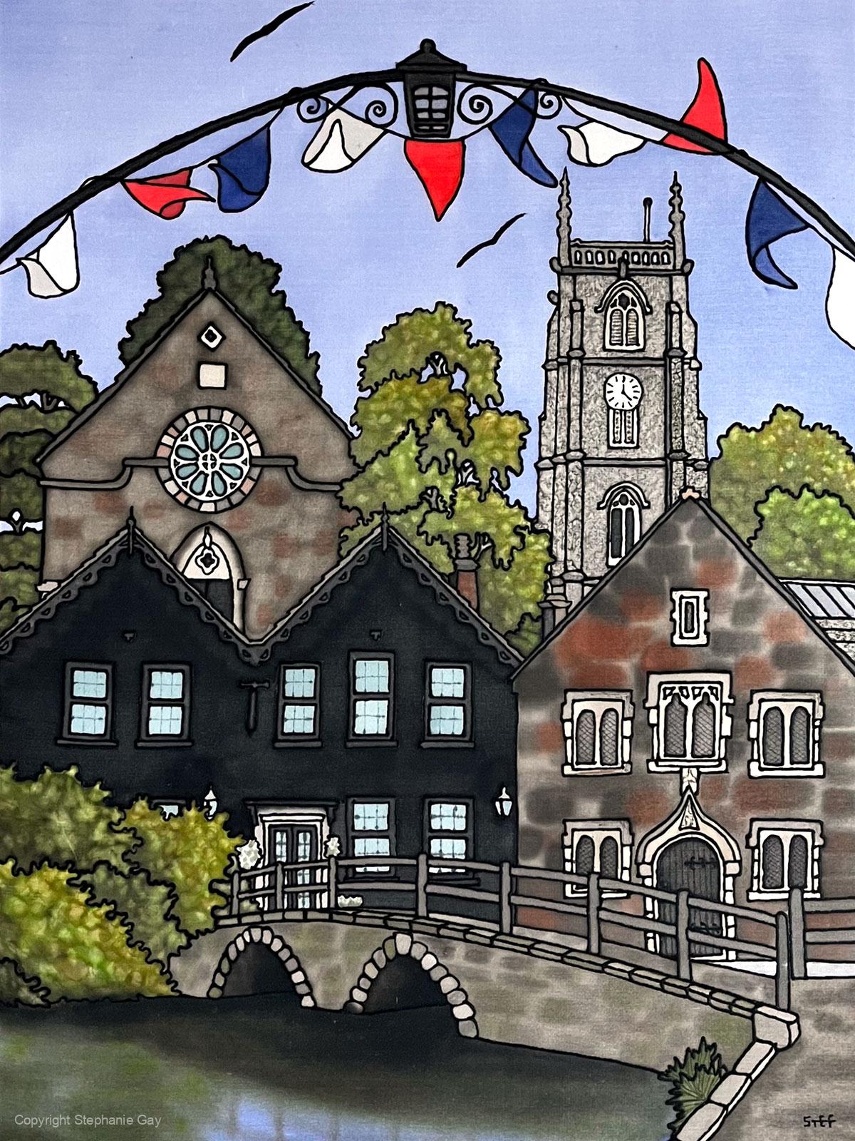 A Chew Magna Celebration Silk Painting